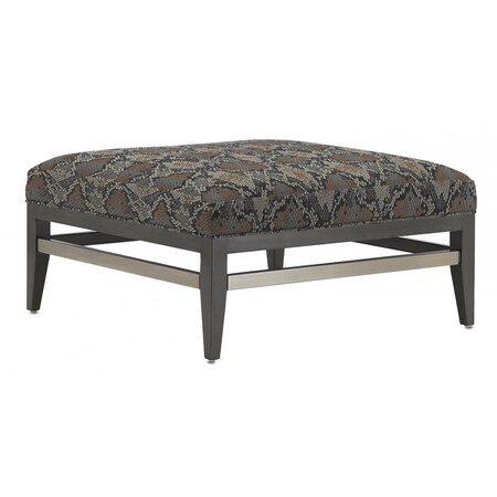 Currey and Company 7000-0032 Transitional Ottoman in Pewter, Silver Finish, 32.00 inches, Battered Gate/Nickel